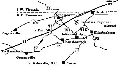Map of North East Tennessee - South East Virginia - Tri-Cities TN/VA